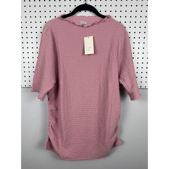 a new day Tops - A New Day Pink Textured Popcorn Knit Side Ruched Top 1X G9K045